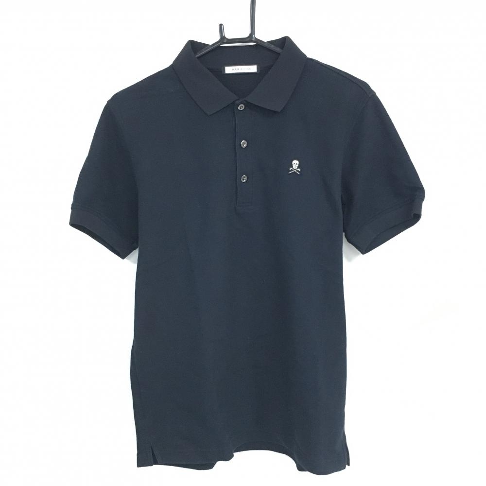 【美品】マークアンドロナ 半袖ポロシャツ 黒 胸ロゴ スカル  メンズ 46(M) ゴルフウェア MARK＆LONA