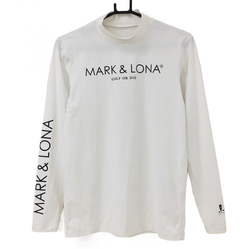 マークアンドロナ インナーシャツ 白×黒 ロゴプリント  メンズ 46 ゴルフウェア MARK＆LONA