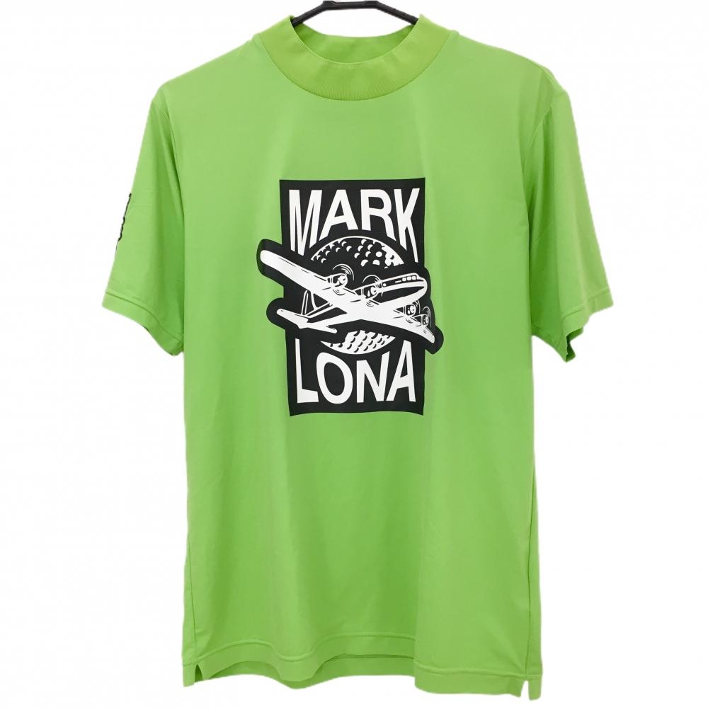 【超美品】マークアンドロナ 半袖ハイネックシャツ ライトグリーン×黒  メンズ 48(L) ゴルフウェア 2023年モデル MARK＆LONA