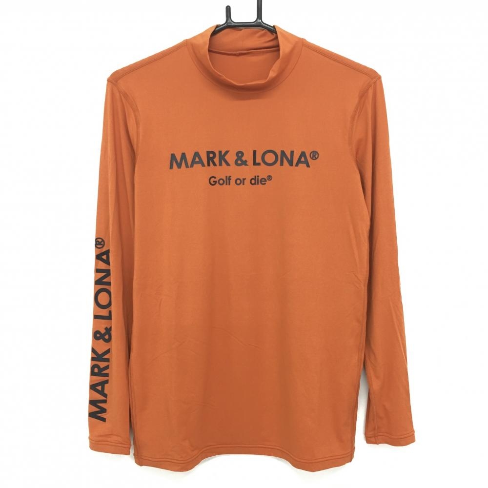 マークアンドロナ 長袖ハイネックシャツ オレンジ×黒 袖ロゴ インナーシャツ  メンズ 46(M) ゴルフウェア 2022年モデル MARK＆LONA