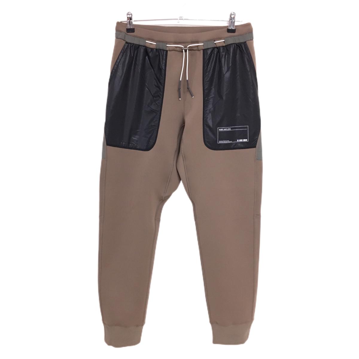 【超美品】マークアンドロナ ジョガーパンツ ブラウン×黒 ポケット異素材 ダンボールニット CODE メンズ 46(M) ゴルフウェア MARK＆LONA