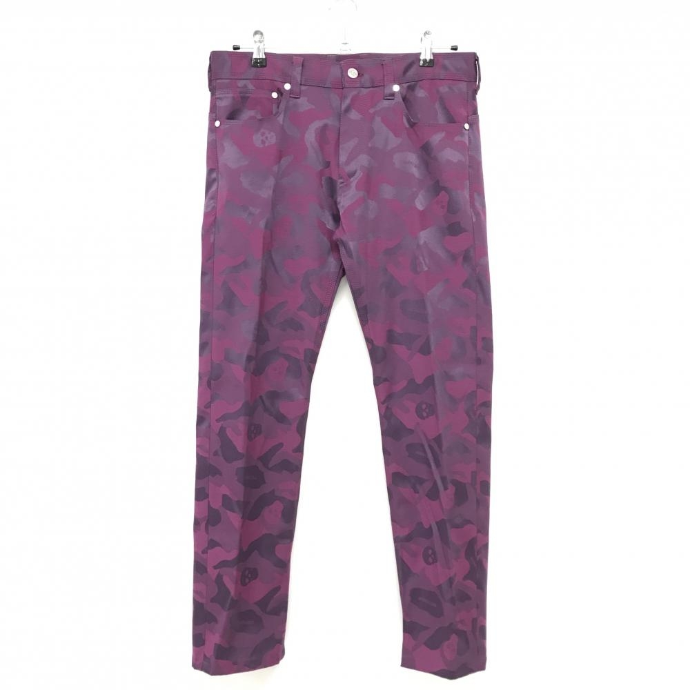 【美品】マークアンドロナ パンツ パープル カモフラ 迷彩 スカル メンズ  ゴルフウェア MARK＆LONA
