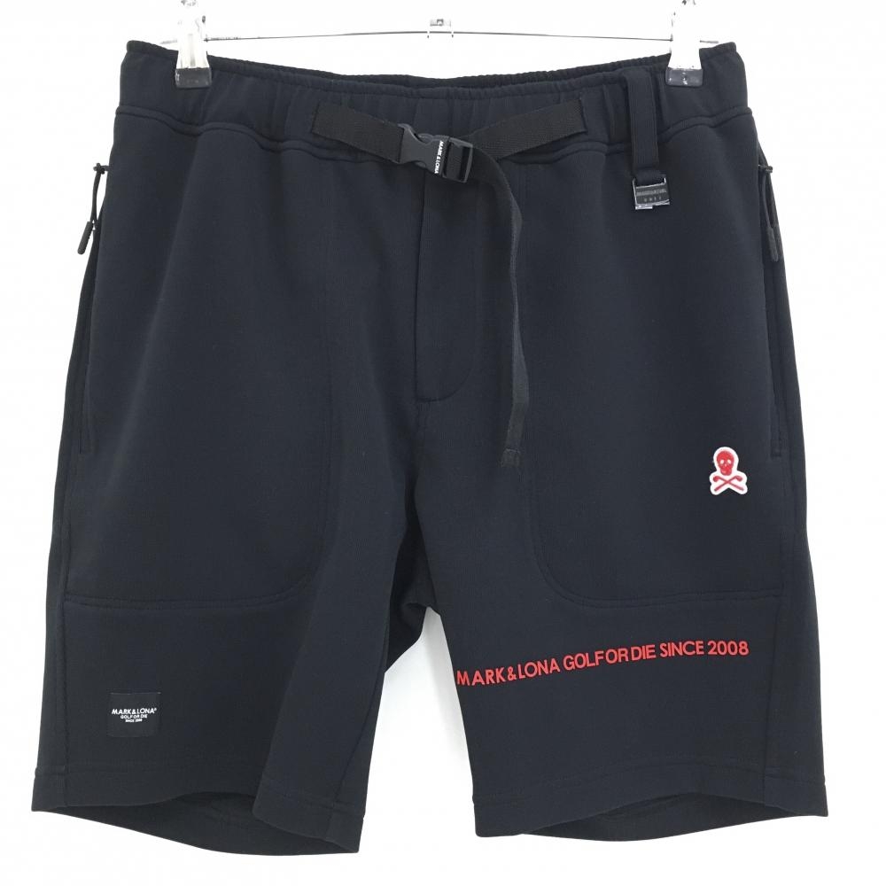 【美品】マークアンドロナ ハーフパンツ 黒 スカル メンズ 46(M) ゴルフウェア MARK＆LONA
