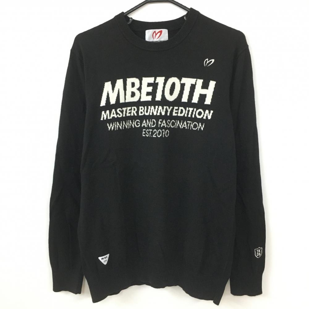 マスターバニー ニットセーター 黒×白 カシミヤ混  メンズ 6(XL) ゴルフウェア MASTER BUNNY EDITION
