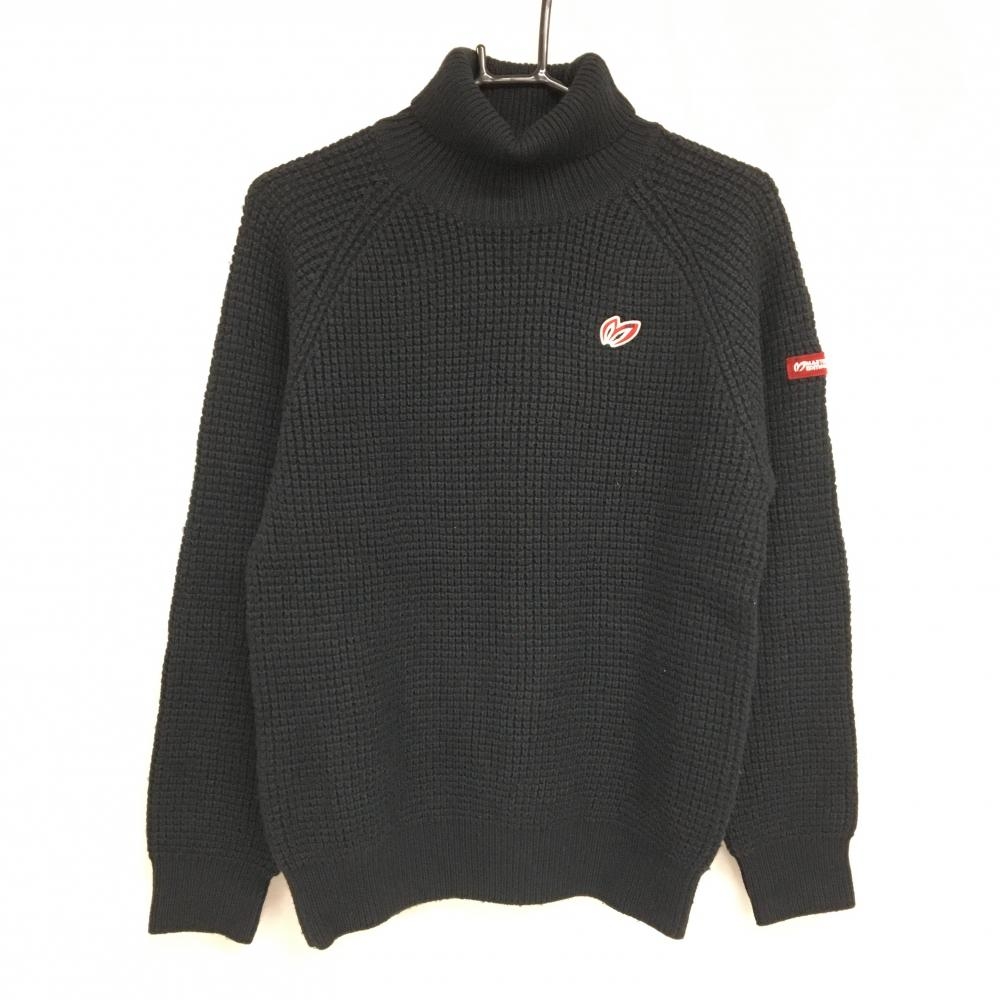 【美品】マスターバニー タートルネックセーター 黒 ウール混 ニット ハイネック メンズ 6(XL) ゴルフウェア MASTER BUNNY EDITION