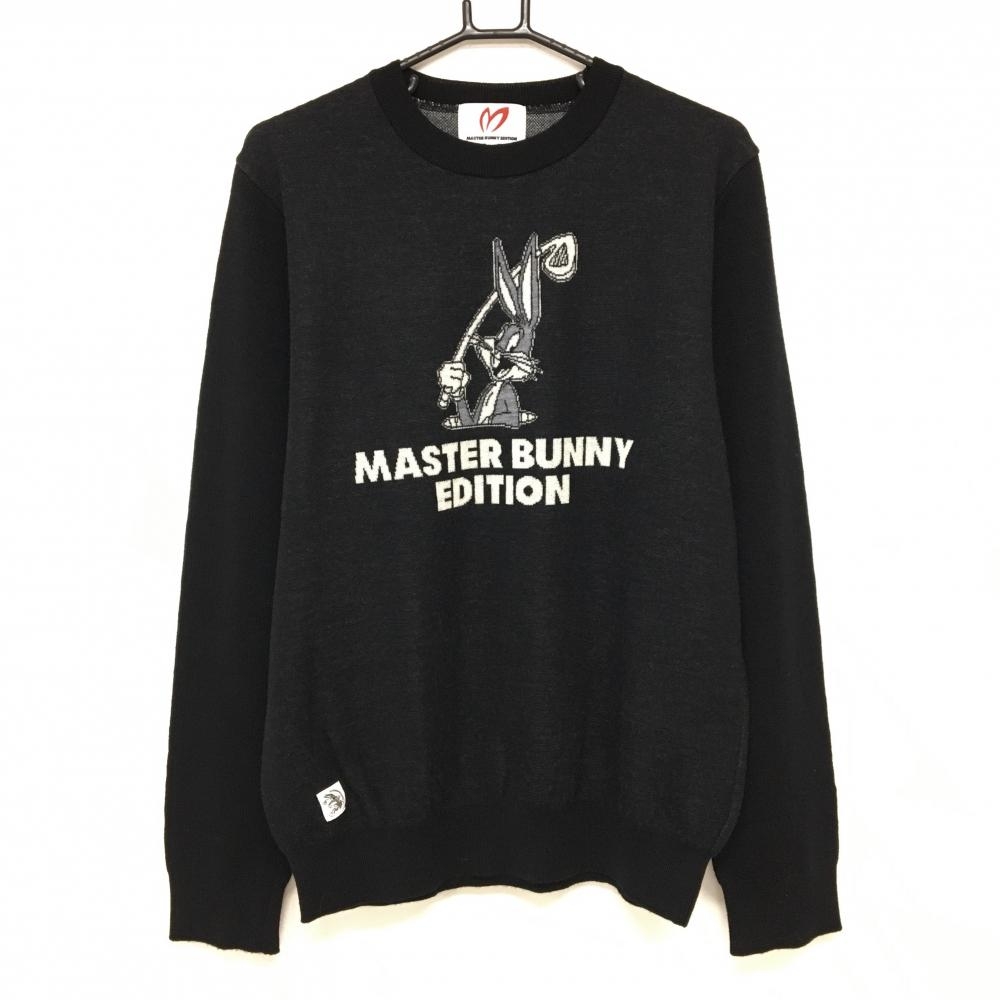 【超美品】マスターバニー×LOONEY TUNES セーター 黒 フロントロゴ  メンズ 6(XL) ゴルフウェア 2023年モデル MASTER BUNNY EDITION