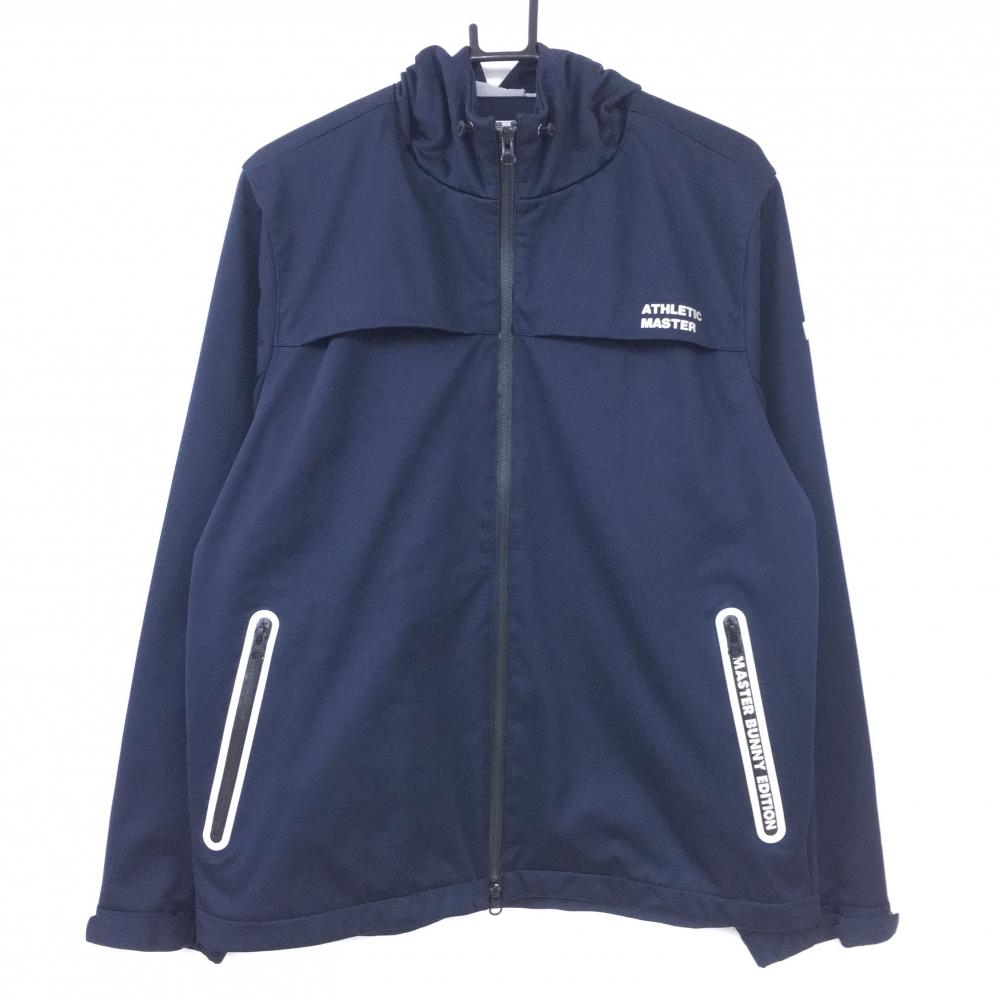 【超美品】マスターバニー ジップパーカー ネイビー 裏起毛 ATHLETIC MASTER メンズ 6(XL) ゴルフウェア MASTER BUNNY EDITION