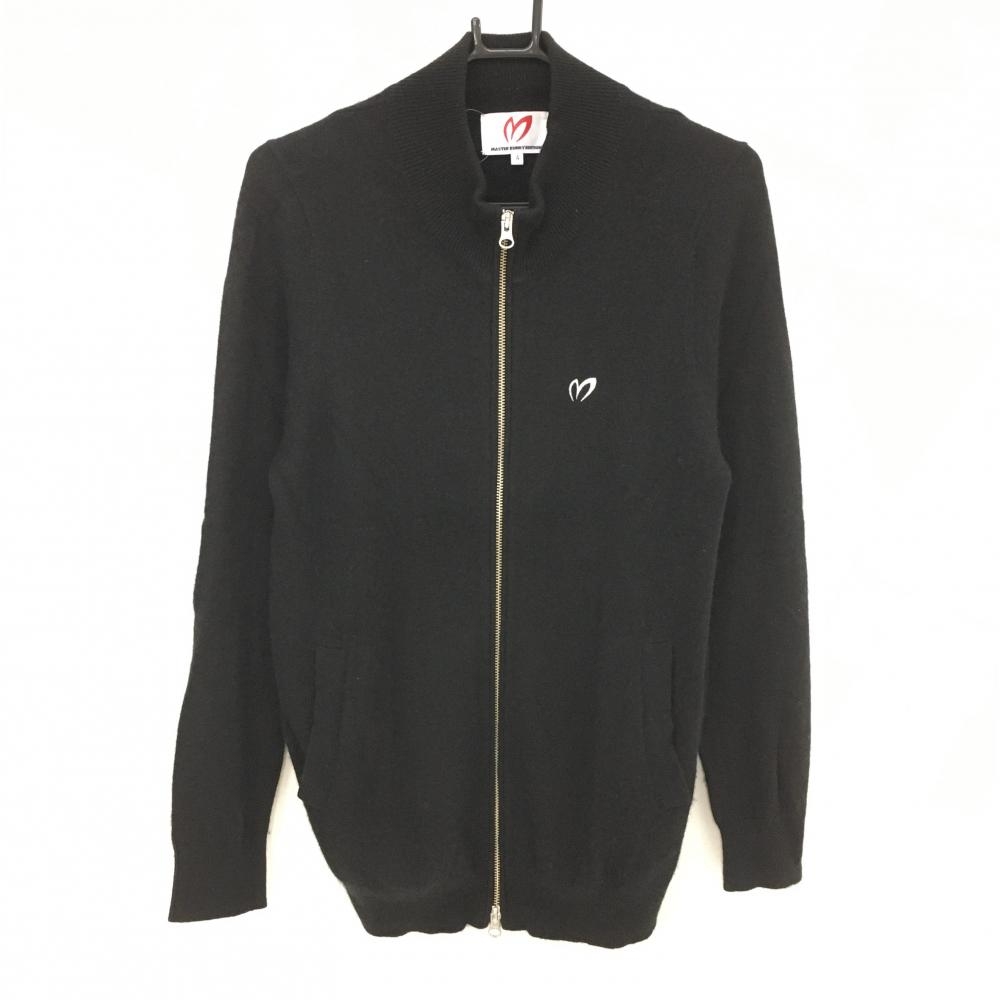 【美品】マスターバニー ニットジャケット 黒 ダブルジップ カシミヤ100％ 胸ロゴ  メンズ 4(M) ゴルフウェア MASTER BUNNY EDITION