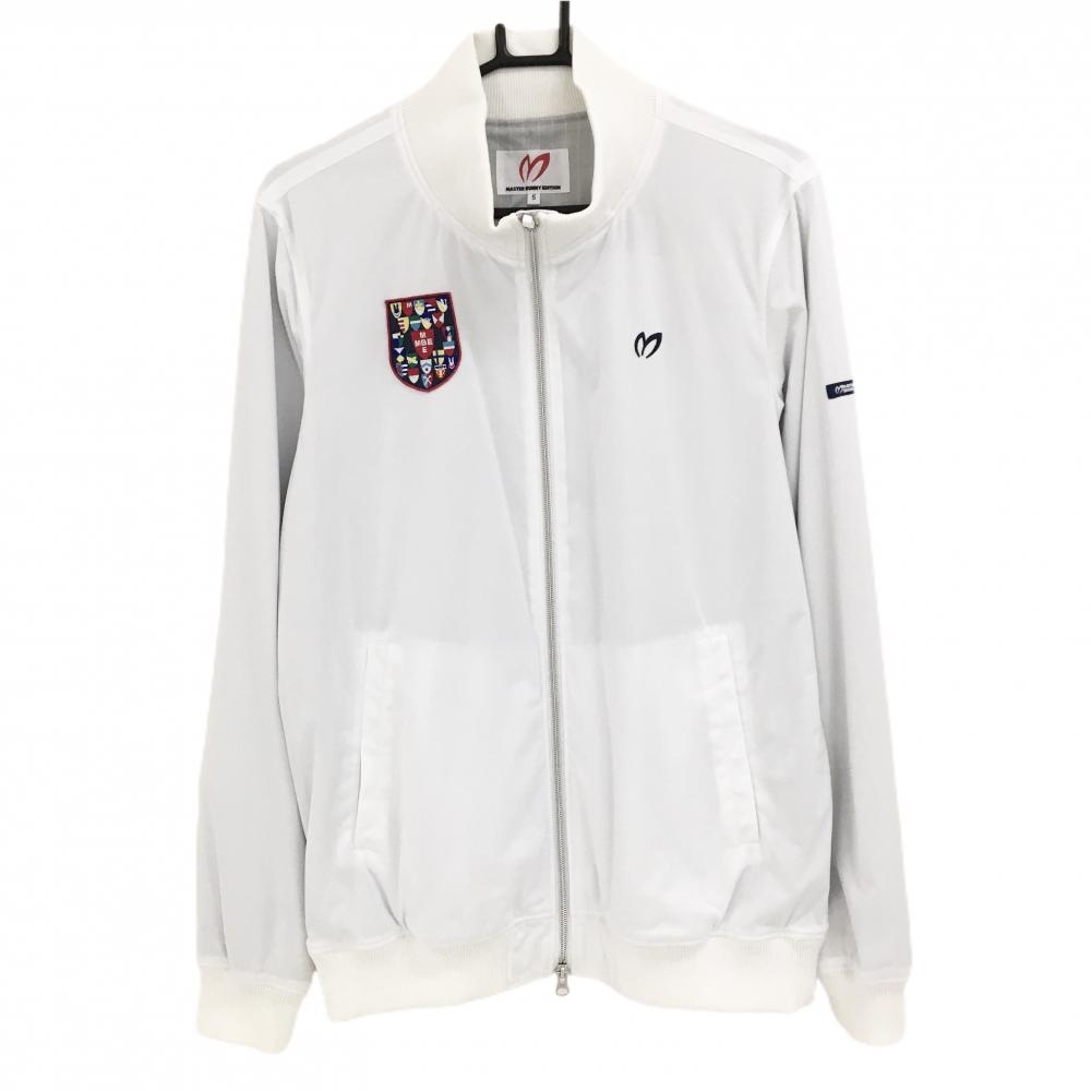 【超美品】マスターバニー ジャケットブルゾン 白 ワッペン 蓄熱裏地  メンズ 5(L) ゴルフウェア MASTER BUNNY EDITION