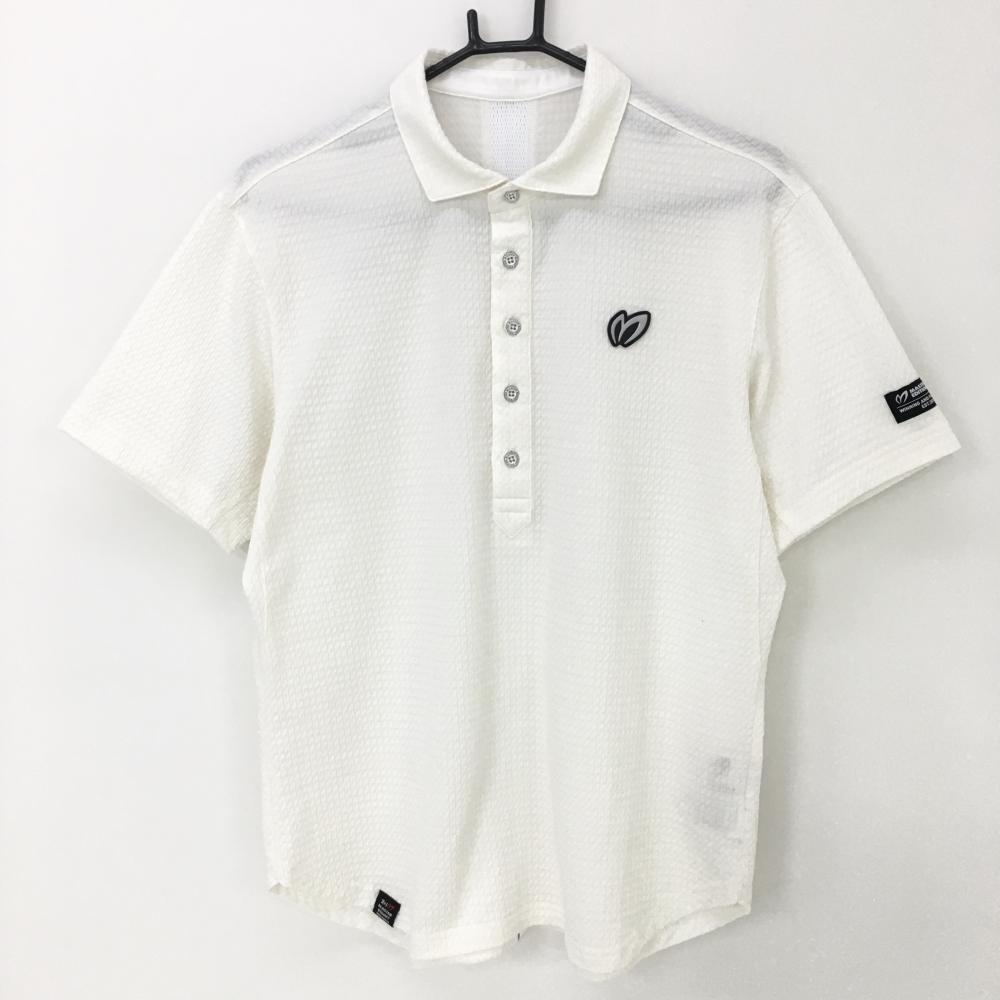 【超美品】マスターバニー 半袖ポロシャツ アイボリー×黒 織生地  メンズ 5(L) ゴルフウェア 2021年モデル MASTER BUNNY EDITION