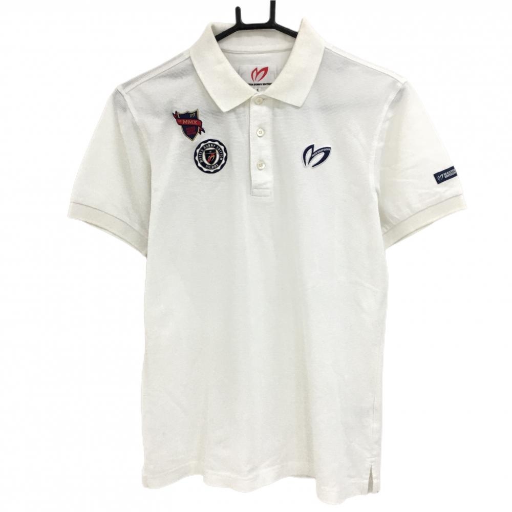 マスターバニー 半袖ポロシャツ 白×ネイビー 胸ロゴ メンズ 3(S) ゴルフウェア MASTER BUNNY EDITION