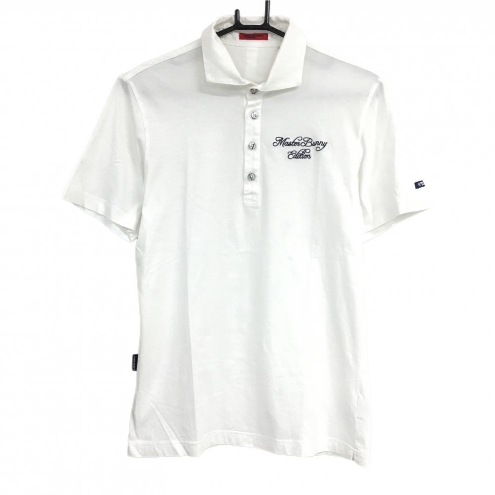 【美品】マスターバニー 半袖ポロシャツ 白 ロゴ刺しゅう  メンズ 4(M) ゴルフウェア MASTER BUNNY EDITION