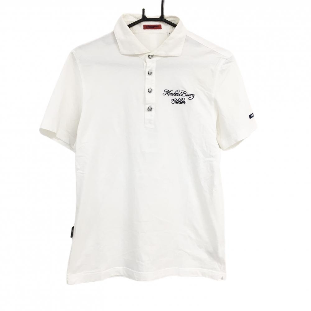 マスターバニー 半袖ポロシャツ 白 ロゴ刺しゅう メンズ 5(L) ゴルフウェア MASTER BUNNY EDITION