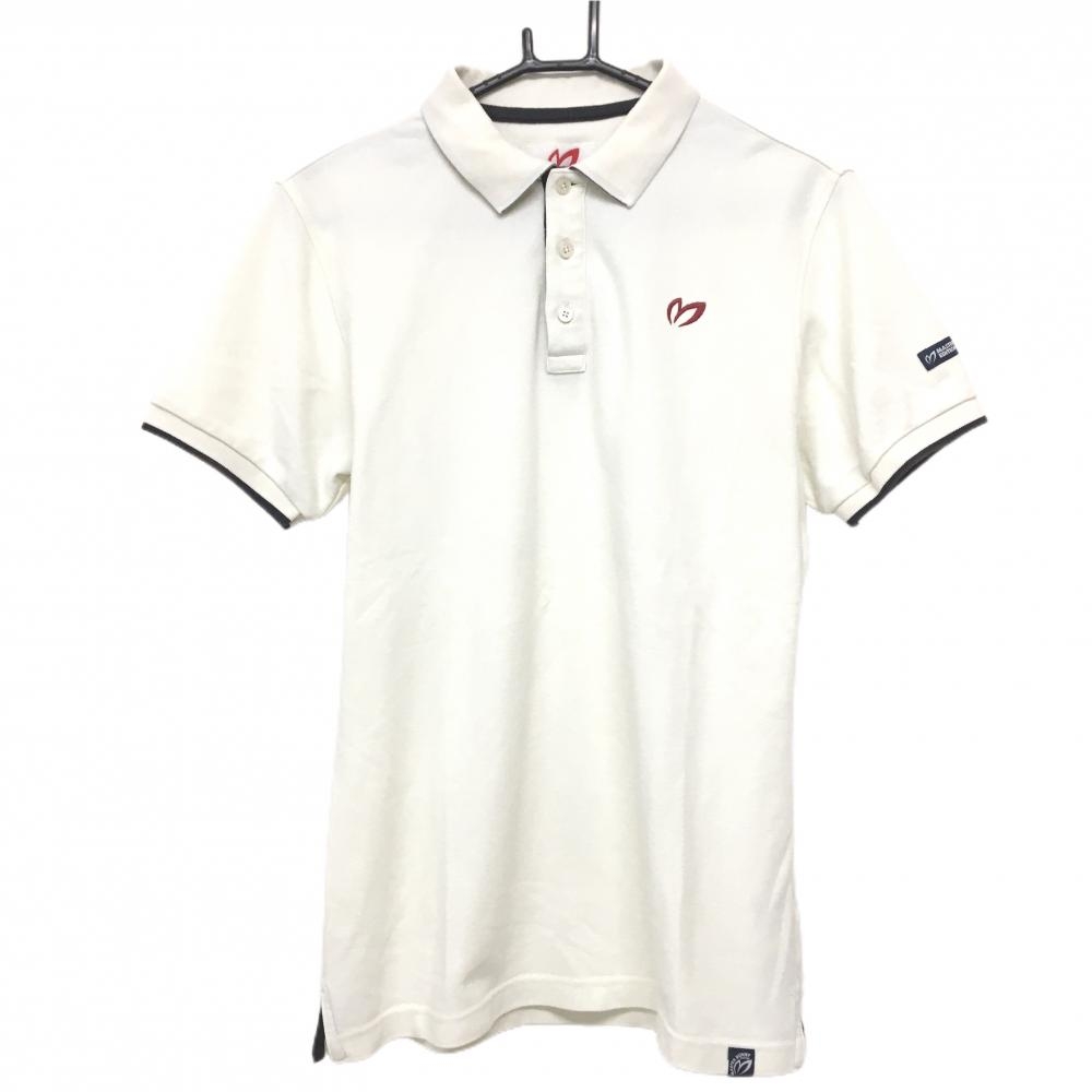 マスターバニー 半袖ポロシャツ 白 ロゴレッド メンズ 4(M) ゴルフウェア MASTER BUNNY EDITION