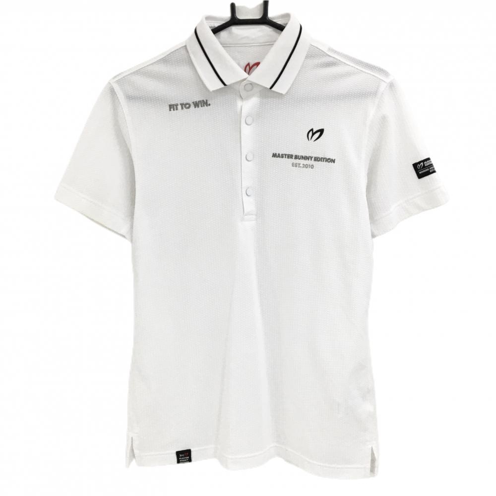 【美品】マスターバニー 半袖ポロシャツ 白 スナップボタン  メンズ 3(S) ゴルフウェア MASTER BUNNY EDITION