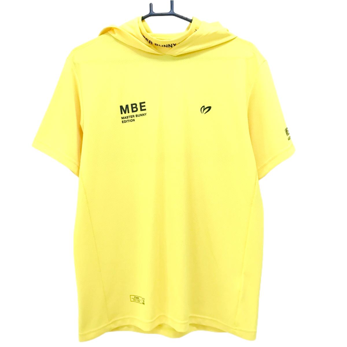 【超美品】マスターバニー フード付Tシャツ イエロー ロゴ黒 パーカー メンズ 5(L) ゴルフウェア MASTER BUNNY EDITION