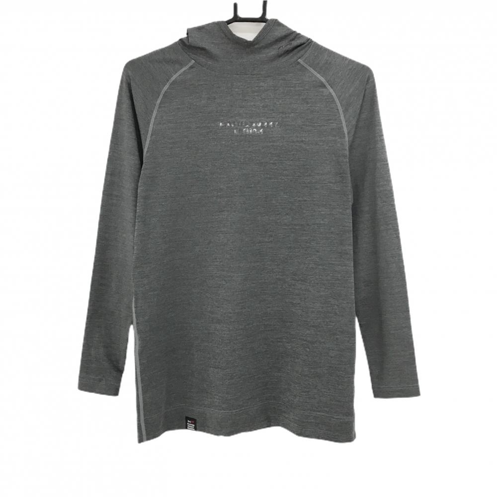 【美品】マスターバニー フード付き長袖Ｔシャツ 杢グレー ロゴ黒  メンズ 5(L) ゴルフウェア MASTER BUNNY EDITION