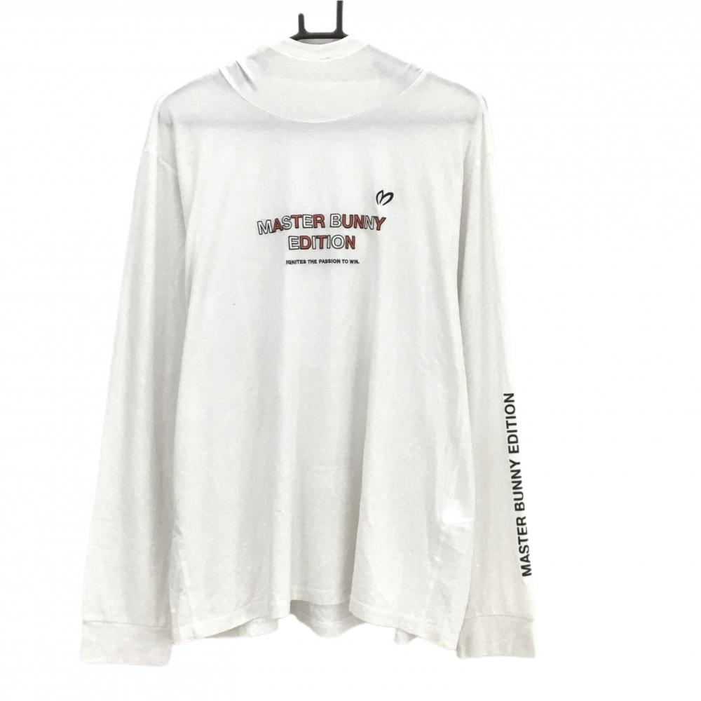 マスターバニー フート付長袖Ｔシャツ 白 ロゴ刺しゅう 微起毛素材 メンズ 7(2XL) ゴルフウェア 2024年モデル MASTER BUNNY EDITION