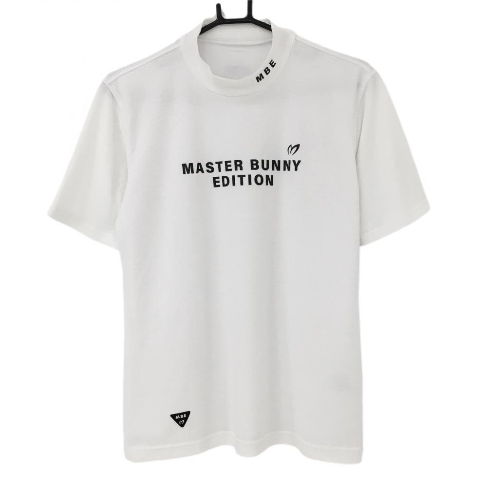 【超美品】マスターバニー 半袖ハイネックシャツ 白×黒 裏地メッシュ メンズ 4(M) ゴルフウェア 2022年モデル MASTER BUNNY EDITION
