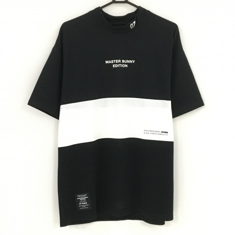【超美品】マスターバニー 半袖ハイネックシャツ 黒×白 バイカラー メンズ 6(XL) ゴルフウェア 2024年モデル MASTER BUNNY EDITION
