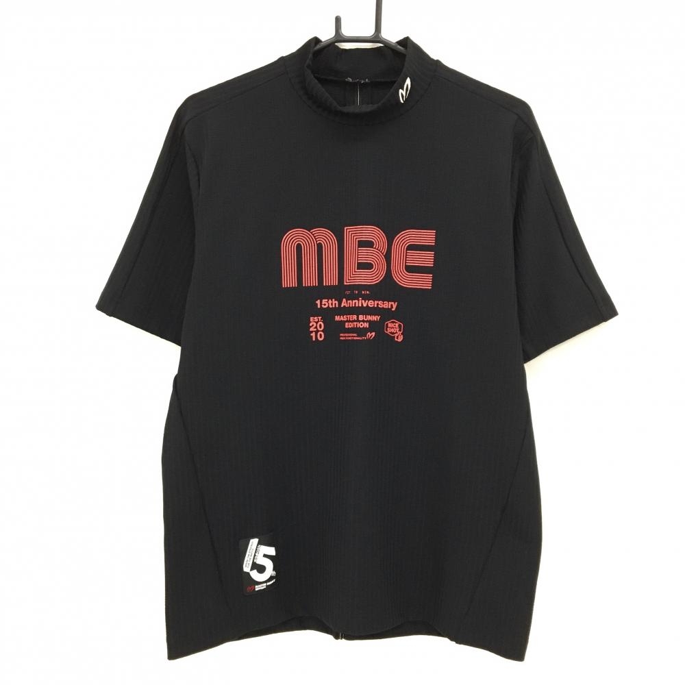 【超美品】マスターバニー 半袖ハイネックシャツ 黒 ストライプ 15周年 メンズ 4(M) ゴルフウェア 2025年モデル MASTER BUNNY EDITION