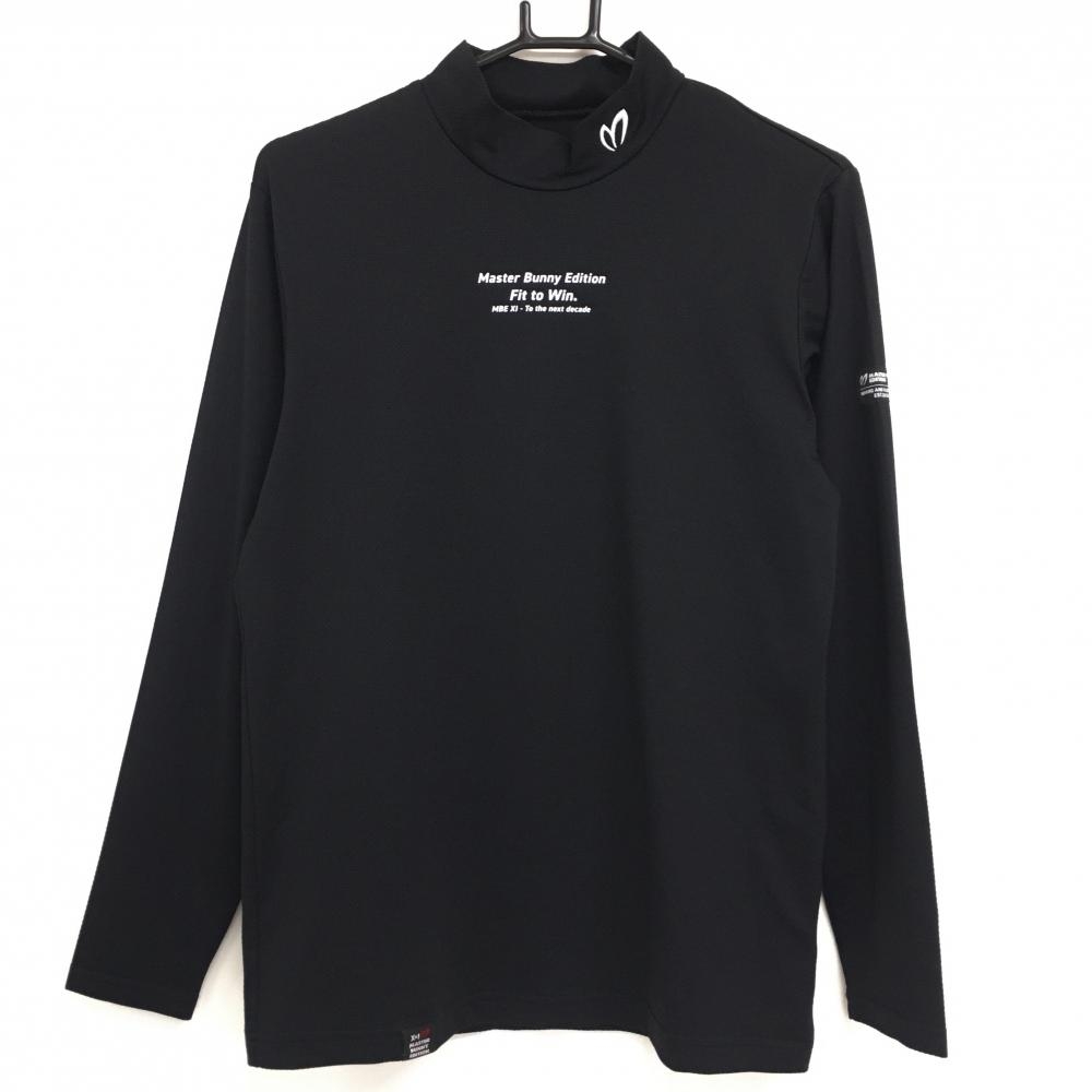 マスターバニー 長袖ハイネックシャツ 黒×白 織生地 バックロゴ メンズ 4(M) ゴルフウェア MASTER BUNNY EDITION