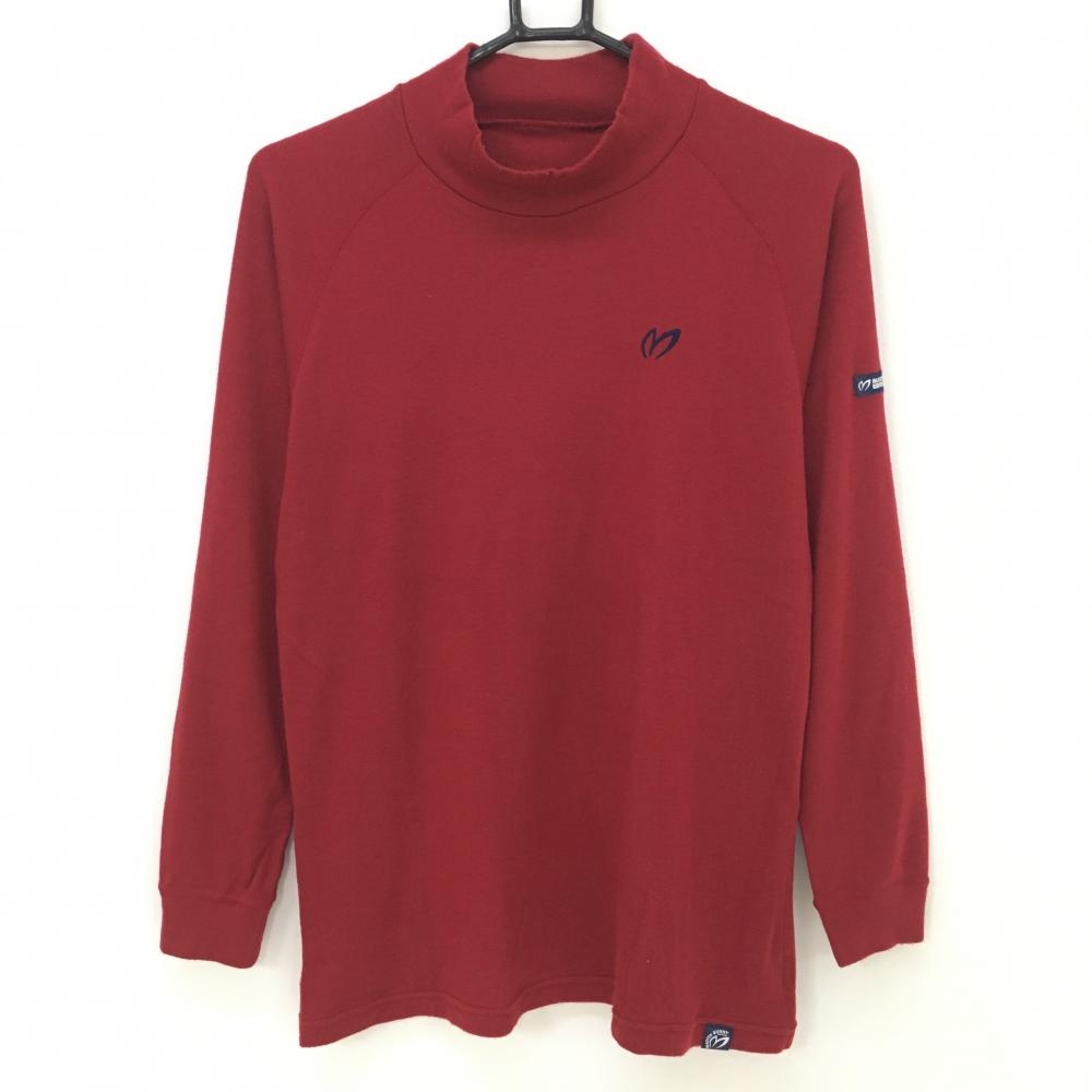 マスターバニー 長袖ハイネックシャツ ボルドー ロゴネイビー レーヨン混 メンズ 4(M) ゴルフウェア MASTER BUNNY EDITION