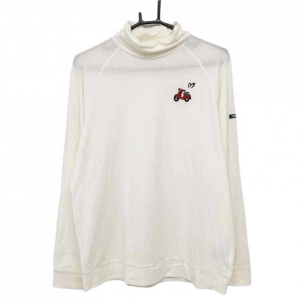 マスターバニー 長袖ハイネックシャツ アイボリー 微起毛 バイクワッペン メンズ 6(XL) ゴルフウェア MASTER BUNNY EDITION