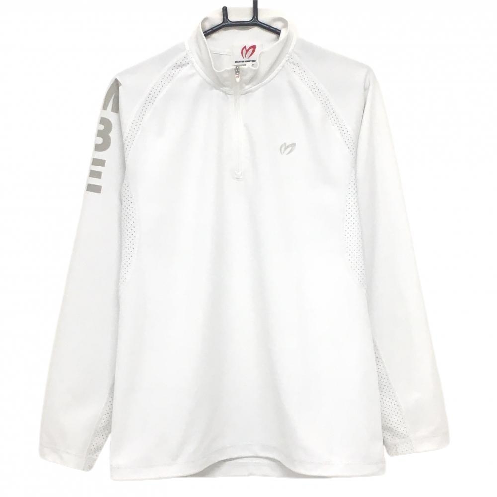 マスターバニー 長袖ハイネックシャツ 白 一部メッシュ ハーフジップ  メンズ 5(L) ゴルフウェア MASTER BUNNY EDITION