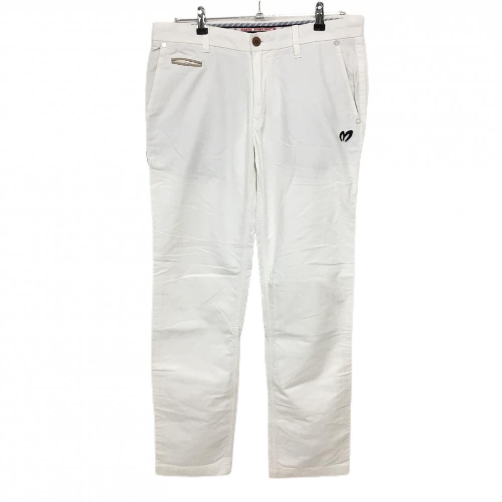 マスターバニー パンツ 白 花刺しゅう ストレッチ  メンズ 5(L) ゴルフウェア MASTER BUNNY EDITION