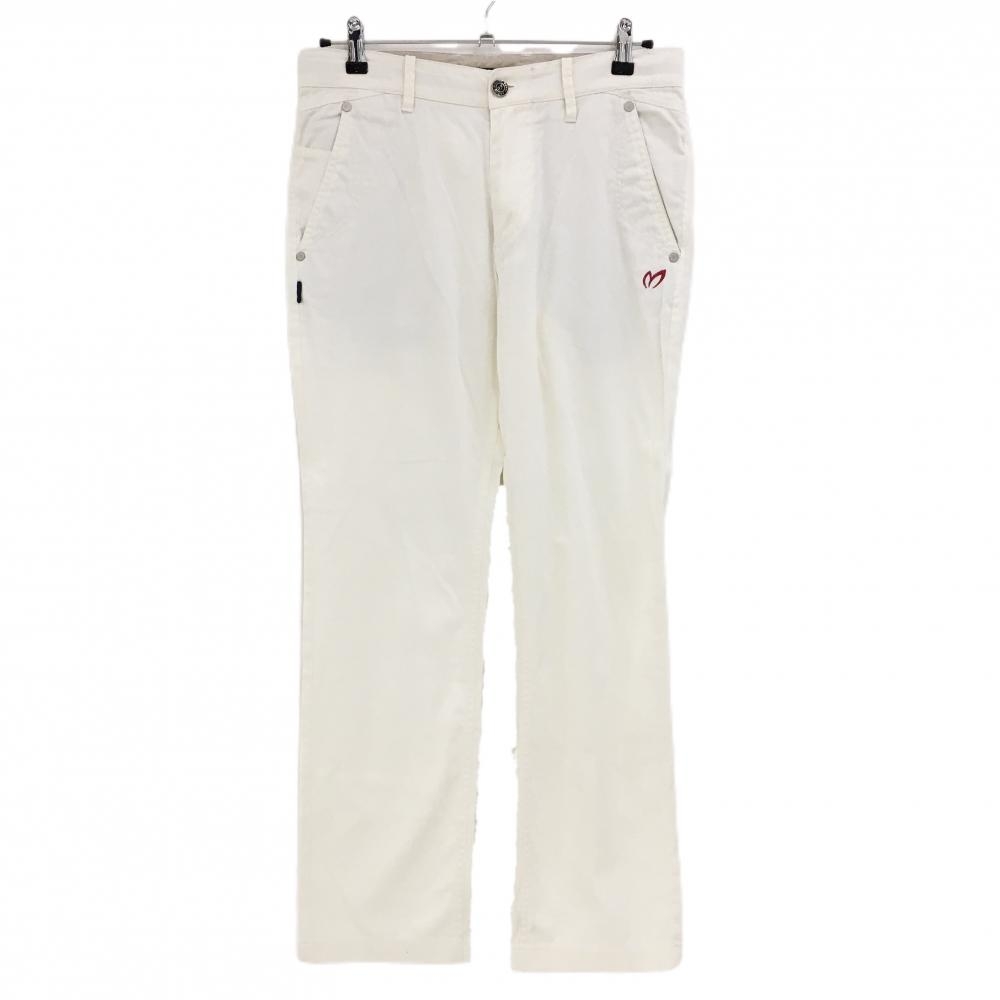 マスターバニー パンツ 白 ロゴレッド刺しゅう メンズ 4(M) ゴルフウェア MASTER BUNNY EDITION