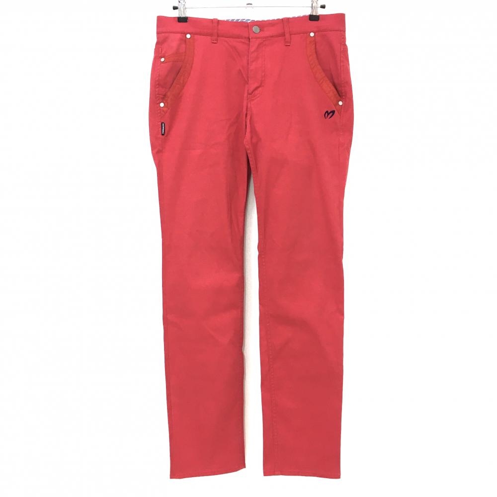 マスターバニー パンツ レッド 無地 後ポケットロゴ刺しゅう メンズ 5(L) ゴルフウェア MASTER BUNNY EDITION