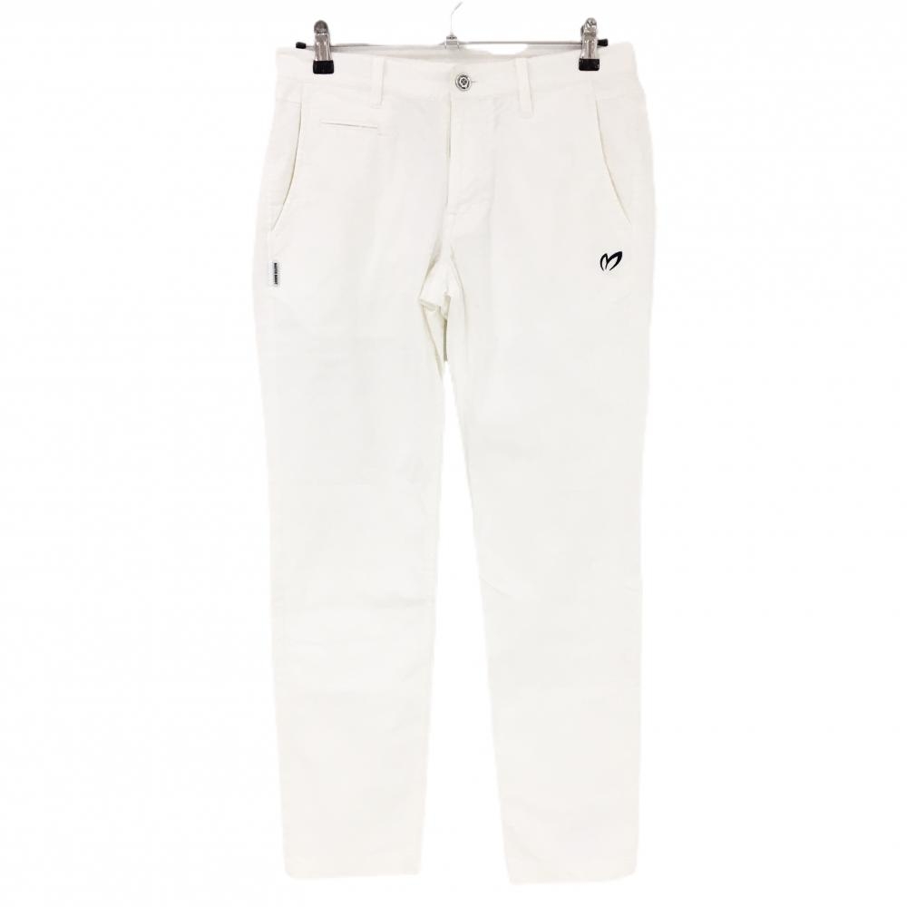 【超美品】マスターバニー パンツ 白 ストレッチ レザーパッチ メンズ 4(M) ゴルフウェア MASTER BUNNY EDITION