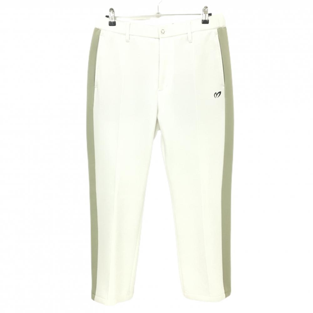 【美品】マスターバニー パンツ 白×カーキ サイドライン ウエスト調整紐 メンズ 6(XL) ゴルフウェア 2025年モデル MASTER BUNNY EDITION