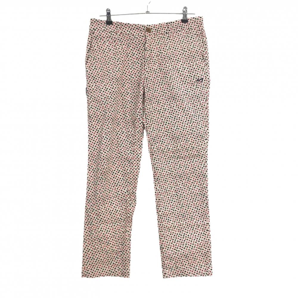 【超美品】マスターバニー パンツ 白×レッドピンク系×黒 小花柄 メンズ 4(M) ゴルフウェア MASTER BUNNY EDITION