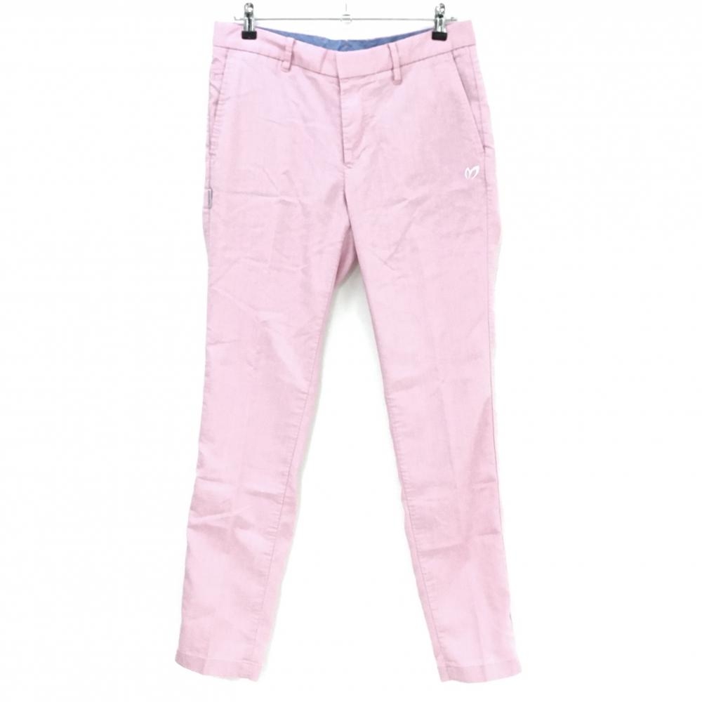 マスターバニー パンツ ピンク 麻混 ロゴ白  メンズ 5(L) ゴルフウェア MASTER BUNNY EDITION