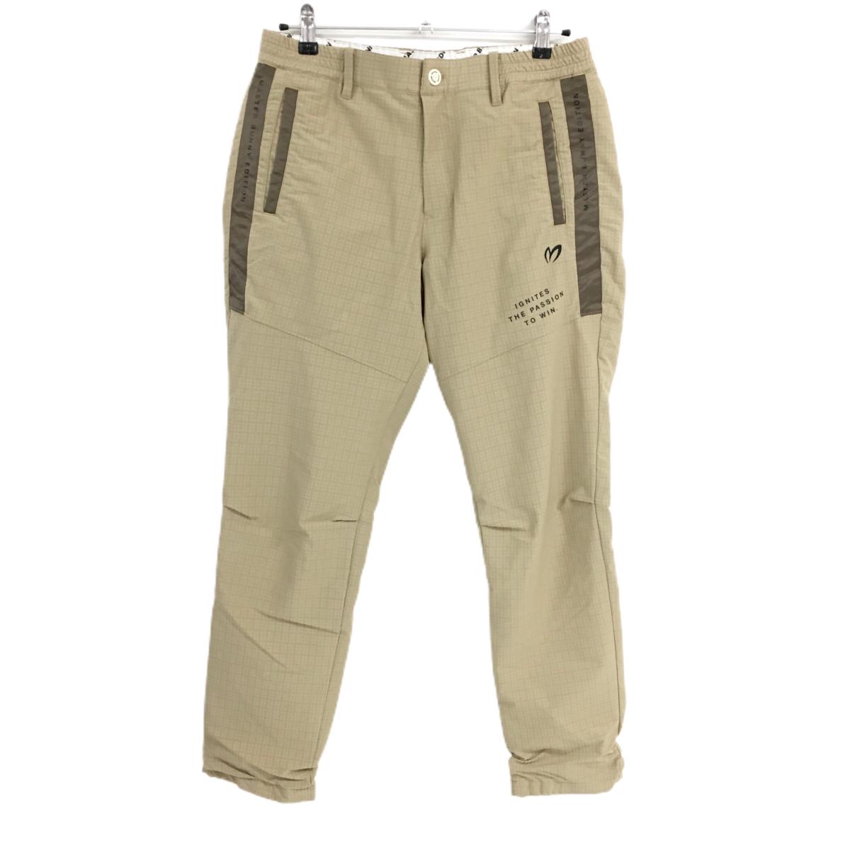 【美品】マスターバニー パンツ ベージュ系 総柄地模様 裏地メッシュ  メンズ 4(M) ゴルフウェア MASTER BUNNY EDITION