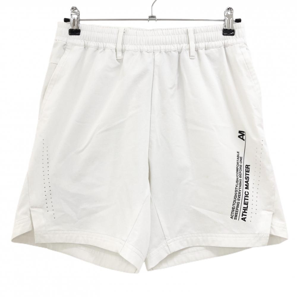 【美品】マスターバニー ハーフパンツ 白 ストレッチ ウエストゴム  メンズ 3(XL) ゴルフウェア MASTER BUNNY EDITION