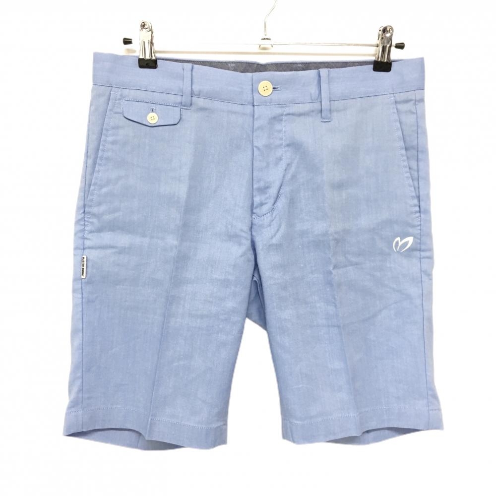 【新品】マスターバニー ハーフパンツ ライトブルー ロゴ白  メンズ 4(M) ゴルフウェア MASTER BUNNY EDITION