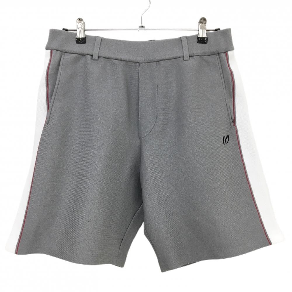 【超美品】マスターバニー ニットハーフパンツ グレー×白 サイドライン  メンズ 5(L) ゴルフウェア 2024年モデル MASTER BUNNY EDITION