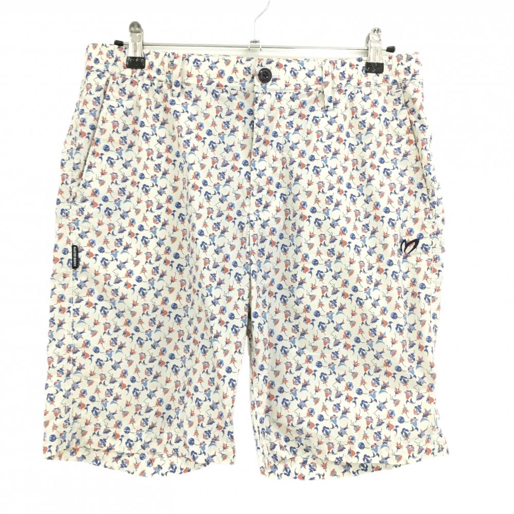 【超美品】マスターバニー ハーフパンツ ベージュ×ブルー×オレンジ 総柄  メンズ 6(XL) ゴルフウェア MASTER BUNNY EDITION