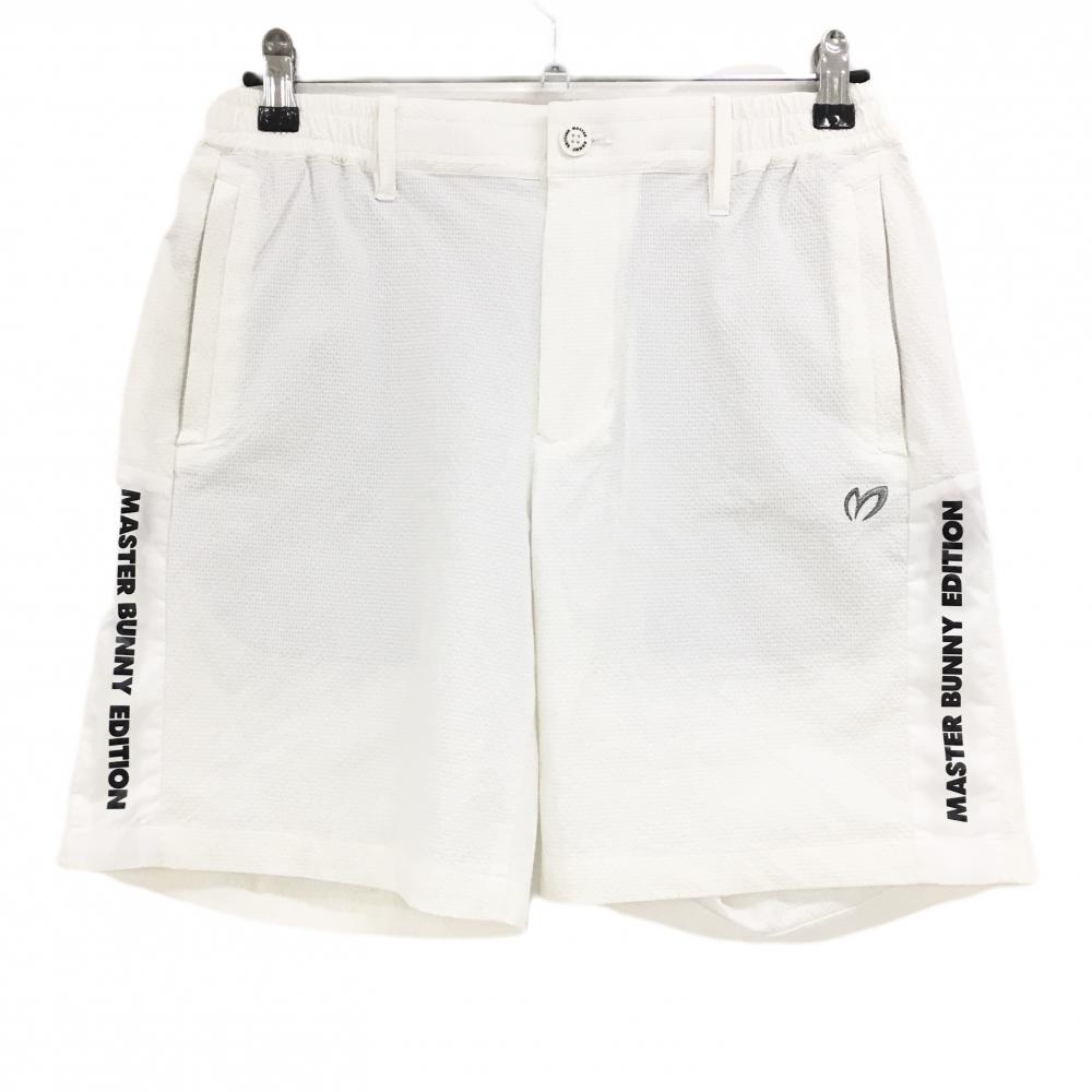 【美品】マスターバニー ハーフパンツ 白×黒 サイドロゴプリント ストレッチ  メンズ 4(M) ゴルフウェア MASTER BUNNY EDITION
