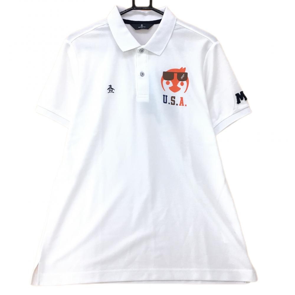【新品】マンシングウェア 半袖ポロシャツ 白 リトルピート メンズ L ゴルフウェア Munsingwear