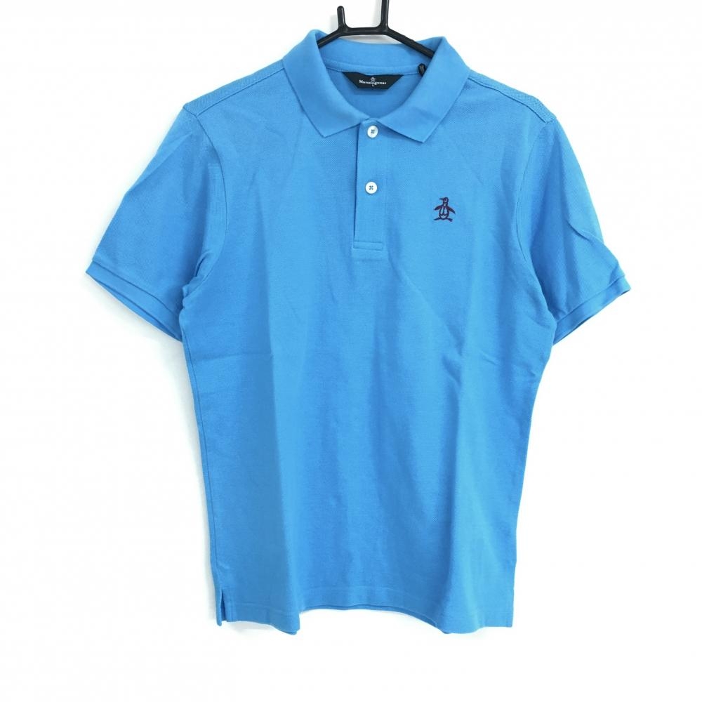 マンシングウェア 半袖ポロシャツ ライトブルー ロゴ刺しゅう  メンズ L ゴルフウェア Munsingwear