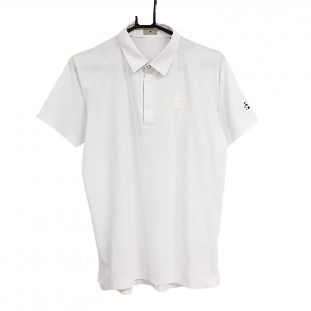 【美品】マンシングウェア 半袖ポロシャツ 白 脇メッシュ スナップボタン メンズ M ゴルフウェア 2023年モデル Munsingwear