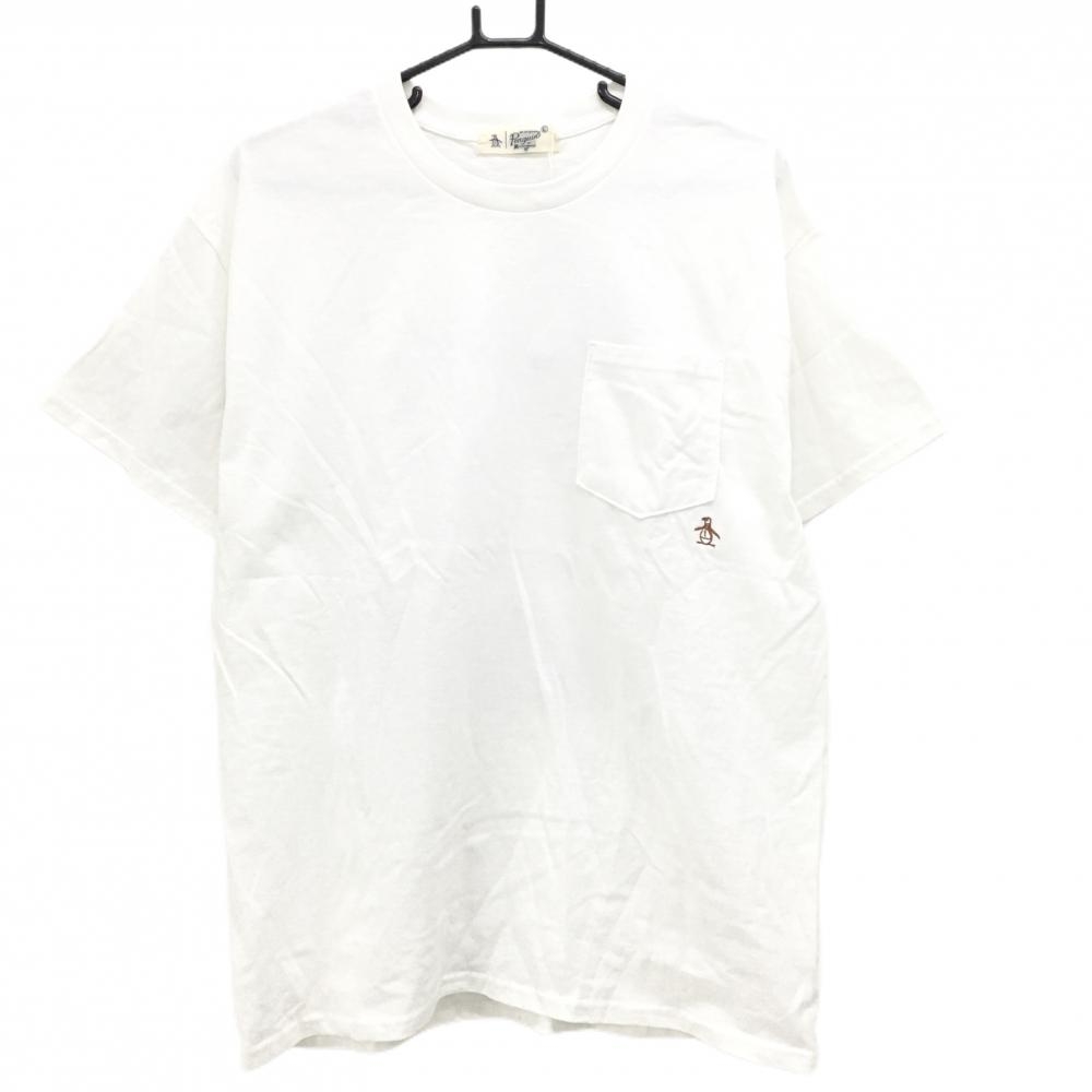 【新品】ペンギンバイマンシングウェア Tシャツ 白 背面ビッグプリント メンズ L ゴルフウェア Munsingwear