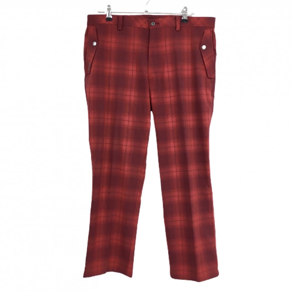 【超美品】マンシングウェア パンツ レッド×パープル系 チェック Urbild4D メンズ 94 ゴルフウェア Munsingwear