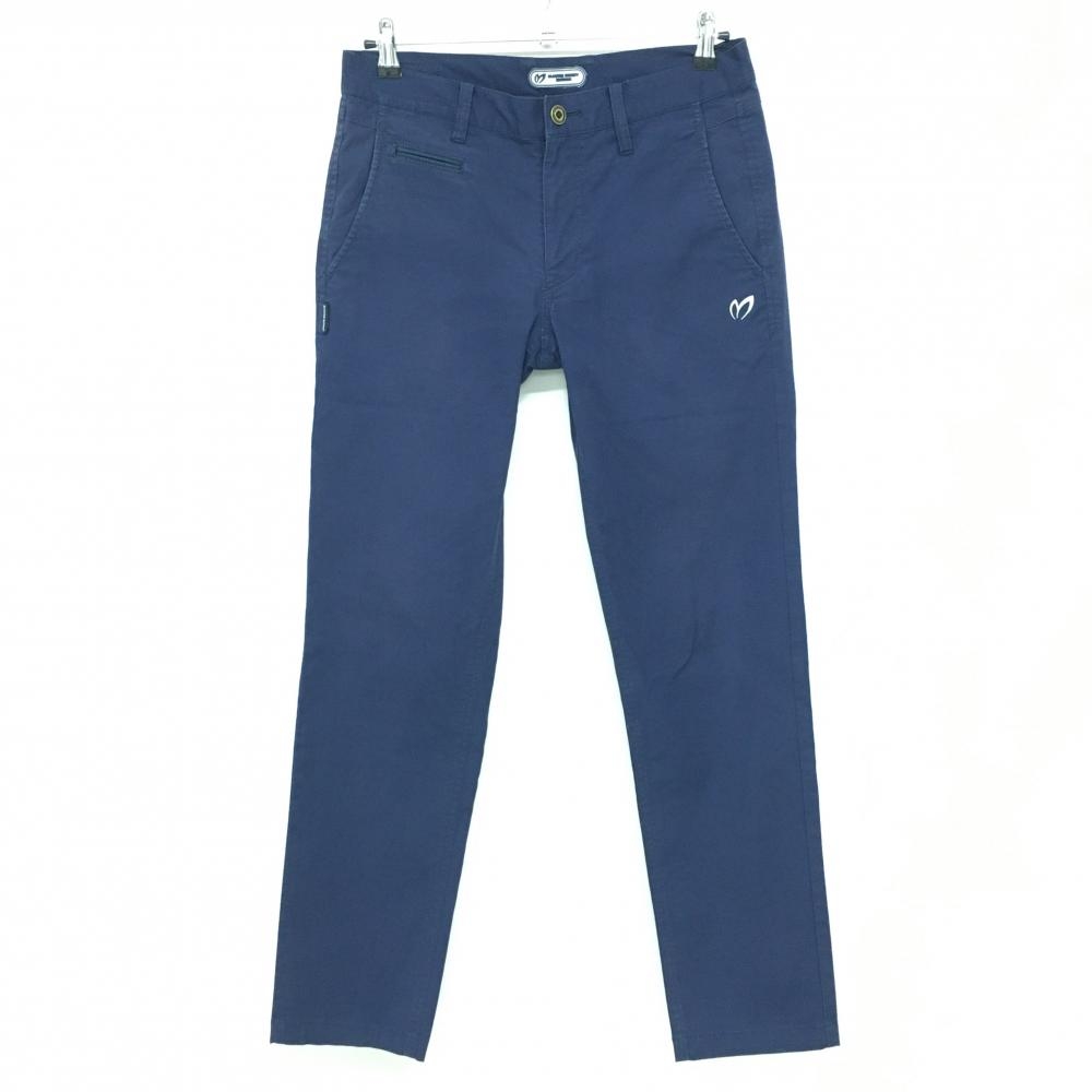 【超美品】マンシングウェア パンツ ネイビー×白 ストライプ ロゴ刺しゅう メンズ 82 ゴルフウェア Munsingwear