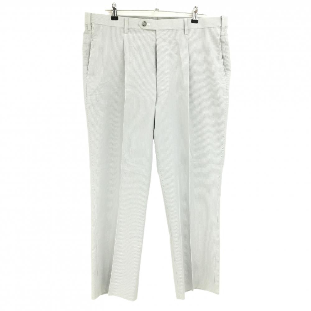 【美品】マンシングウェア パンツ グレー×白 細目ストライ サッカー生地 メンズ 97 ゴルフウェア Munsingwear