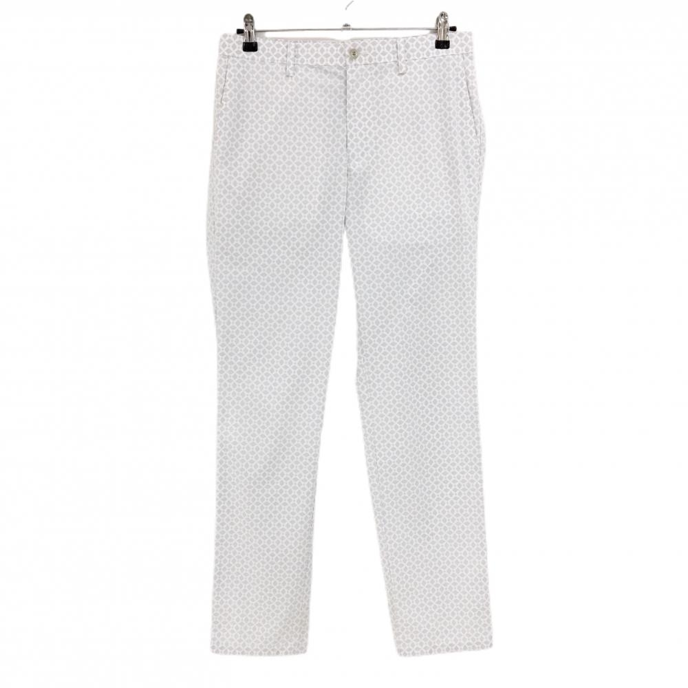 マンシングウェア パンツ 白×ライトグレー 総柄 ロゴ刺しゅう ストレッチ メンズ 79 ゴルフウェア Munsingwear